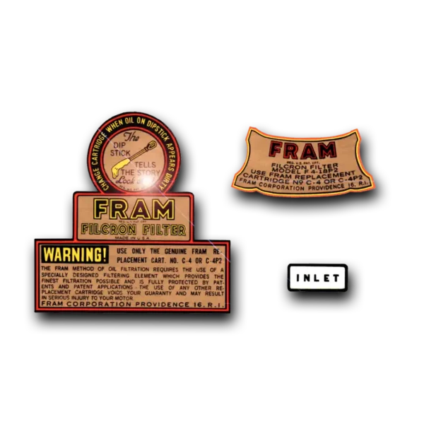 Fram Oil Filter Decal Sticker Set