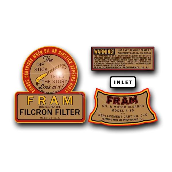 Pre War Fram Oil Filter Canister Decal Kit