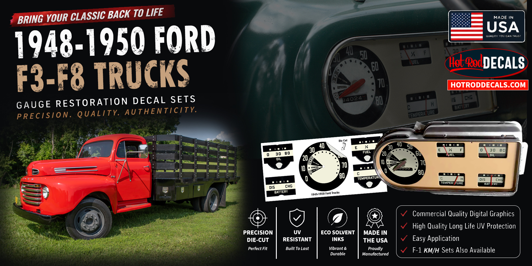 48-50 FORD BIG TRUCK 80 MPH GAUGE