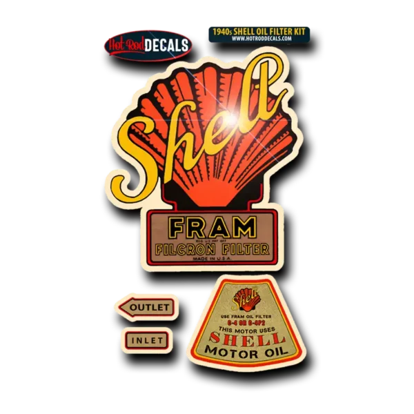 Shell Fram Oil Filter Canister Decal Kit - Hot Rod Decals